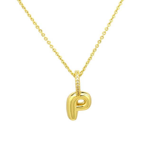 Sweet gold plated copper bubble letter initial letter pendant for necklace