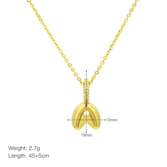 Sweet gold plated copper bubble letter initial letter pendant for necklace