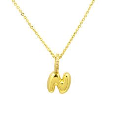 Sweet gold plated copper bubble letter initial letter pendant for necklace