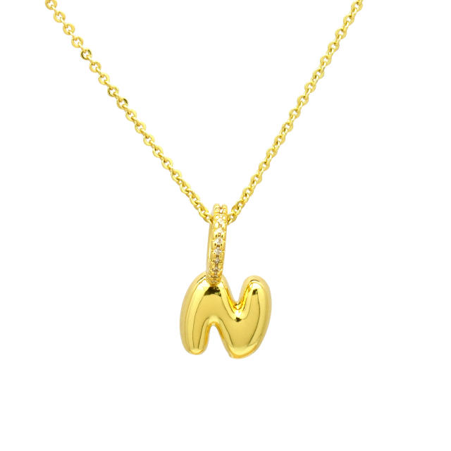 Sweet gold plated copper bubble letter initial letter pendant for necklace