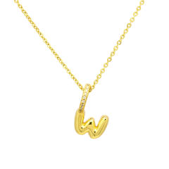 Sweet gold plated copper bubble letter initial letter pendant for necklace