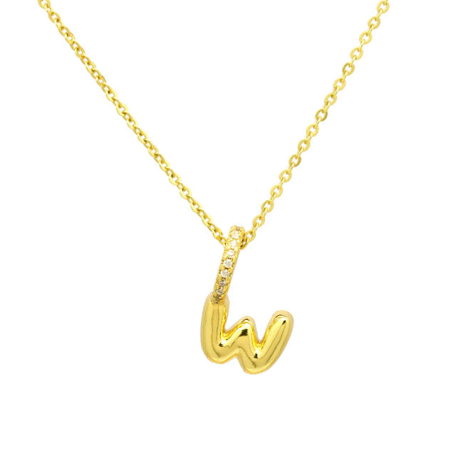 Sweet gold plated copper bubble letter initial letter pendant for necklace