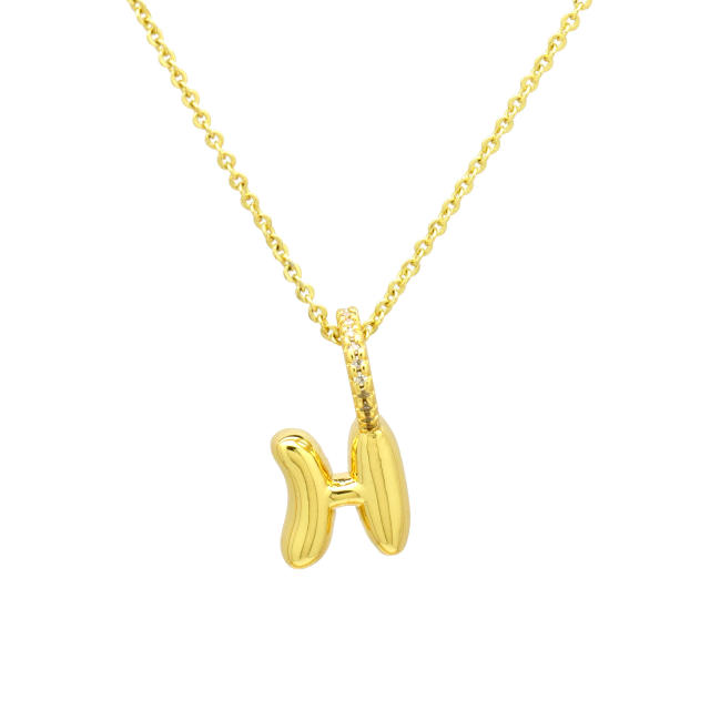 Sweet gold plated copper bubble letter initial letter pendant for necklace