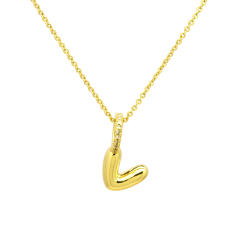 Sweet gold plated copper bubble letter initial letter pendant for necklace