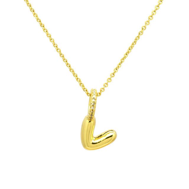 Sweet gold plated copper bubble letter initial letter pendant for necklace