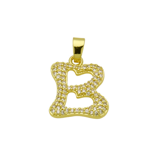 Delicate full diamond initial letter bubble letter pendant for necklace