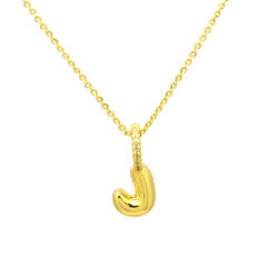 Sweet gold plated copper bubble letter initial letter pendant for necklace