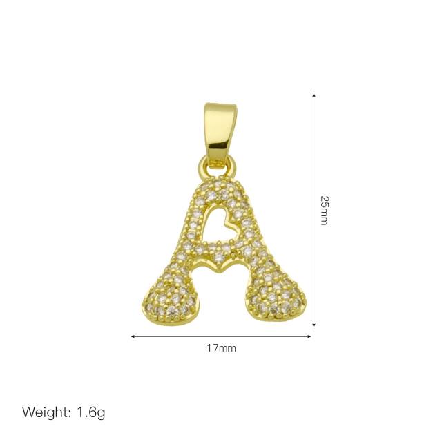 Delicate full diamond initial letter bubble letter pendant for necklace
