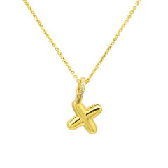 Sweet gold plated copper bubble letter initial letter pendant for necklace