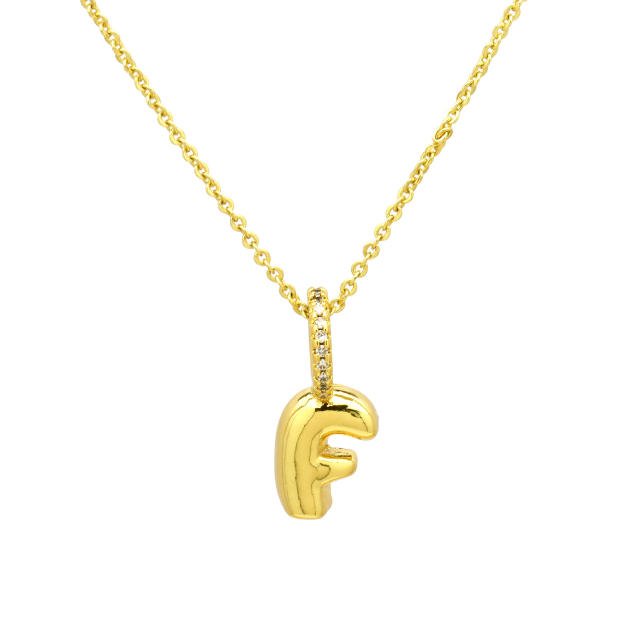Sweet gold plated copper bubble letter initial letter pendant for necklace