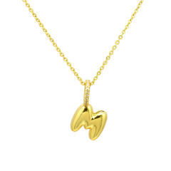 Sweet gold plated copper bubble letter initial letter pendant for necklace