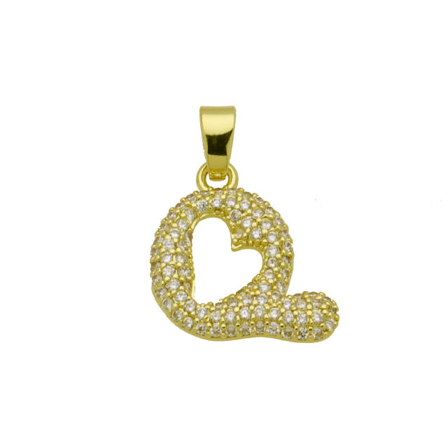 Delicate full diamond initial letter bubble letter pendant for necklace