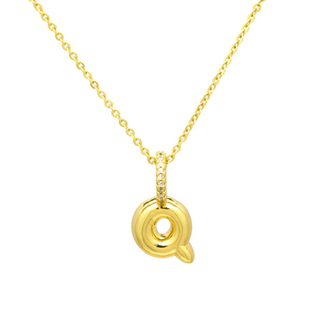 Sweet gold plated copper bubble letter initial letter pendant for necklace
