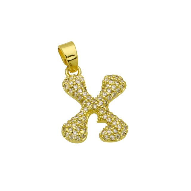 Delicate full diamond initial letter bubble letter pendant for necklace