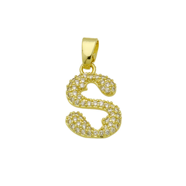 Delicate full diamond initial letter bubble letter pendant for necklace