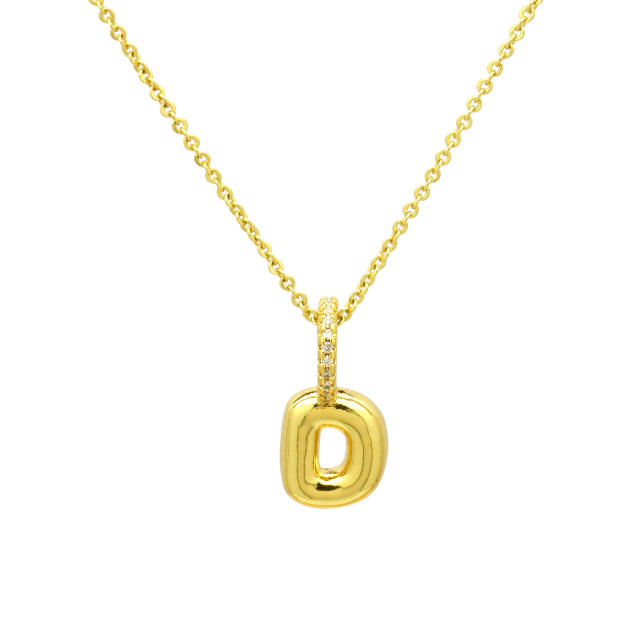 Sweet gold plated copper bubble letter initial letter pendant for necklace