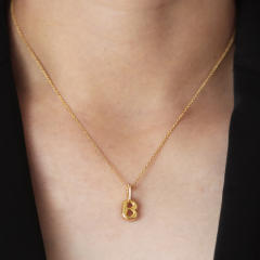 Sweet gold plated copper bubble letter initial letter pendant for necklace