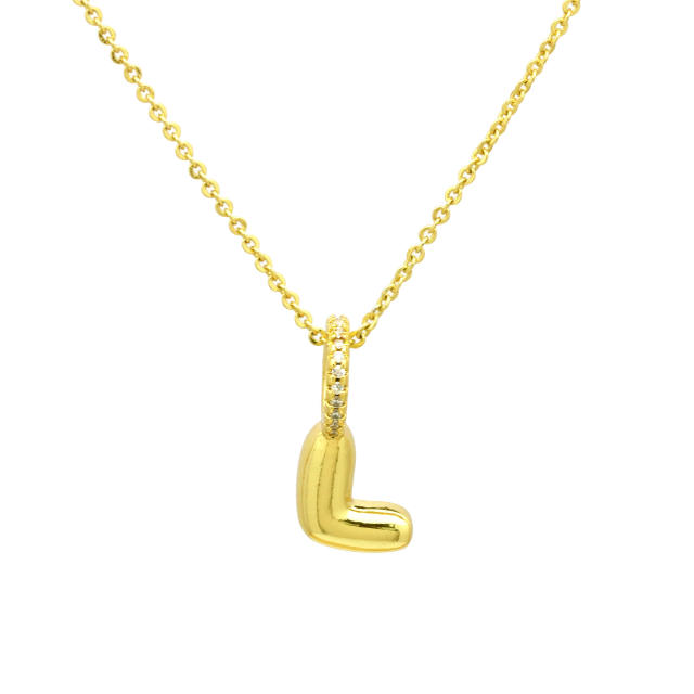 Sweet gold plated copper bubble letter initial letter pendant for necklace