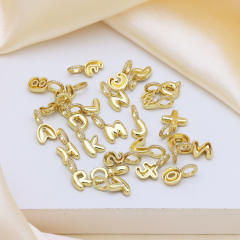 Sweet gold plated copper bubble letter initial letter pendant for necklace