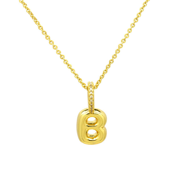 Sweet gold plated copper bubble letter initial letter pendant for necklace