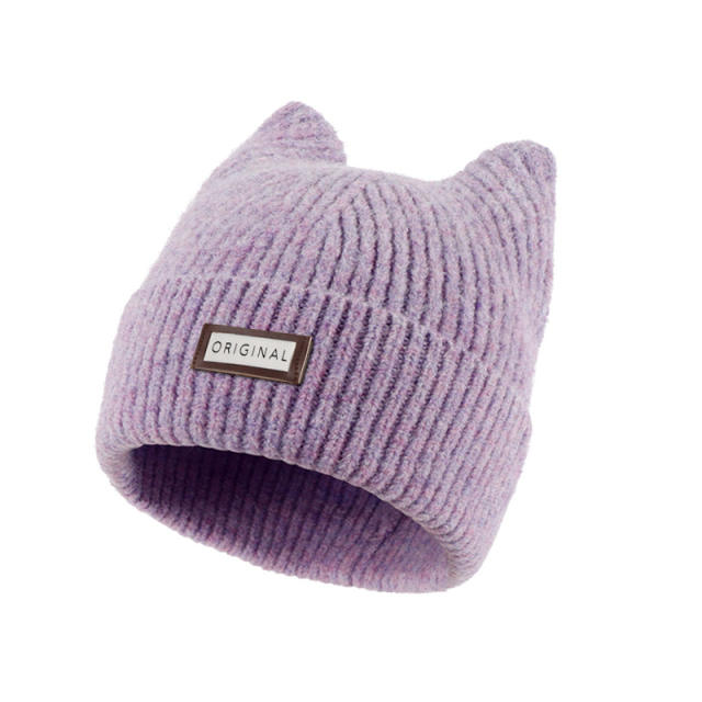 Cute Windproof Knitted Hat Winter Wool Thickened Warm Wool Hat beanie cap