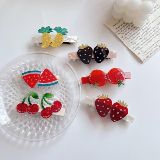 Sweet fruit design acetic acid color matching hair claw clips collection