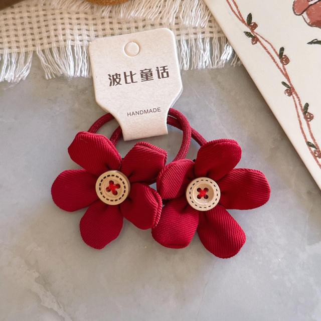 New year cartoon bow flower mushroom kids hair ties set 2pair price