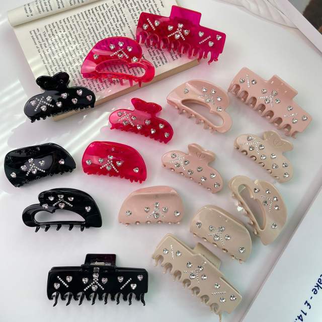 Love Rhinestone Acetic Acid hair claw clips colleciton