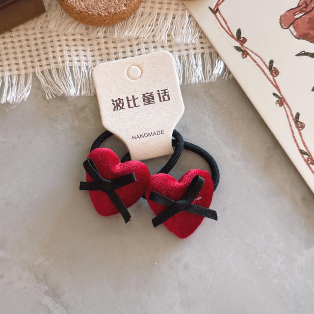 New year cartoon bow flower mushroom kids hair ties set 2pair price