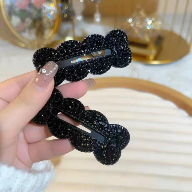 Delicate full diamond shiny geometric hollow out snap hair clips