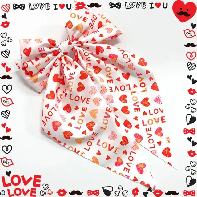 2025 new valentine's day bow ribbon french barrette hair clips