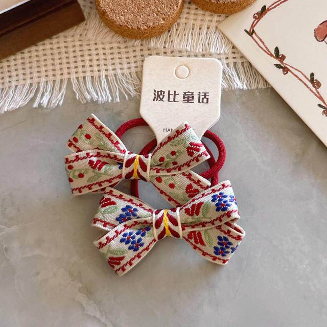 New year cartoon bow flower mushroom kids hair ties set 2pair price