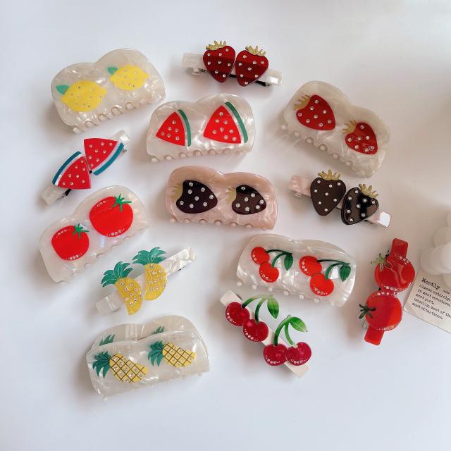 Sweet fruit design acetic acid color matching hair claw clips collection