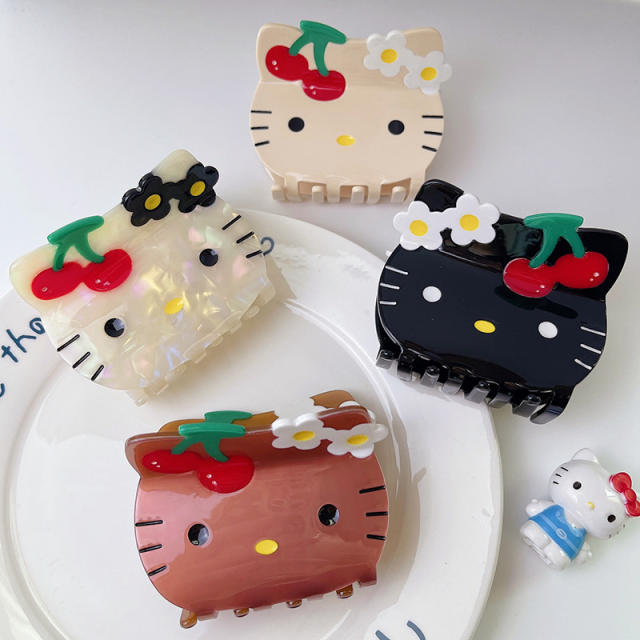 Cartoon cute Hawaiian Kity cat acetate hair claw clips