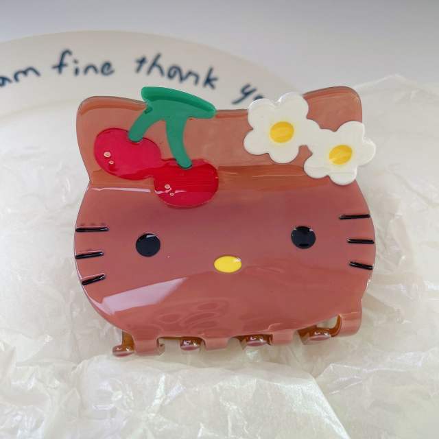 Cartoon cute Hawaiian Kity cat acetate hair claw clips