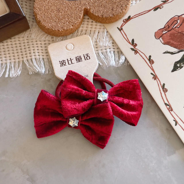 New year cartoon bow flower mushroom kids hair ties set 2pair price