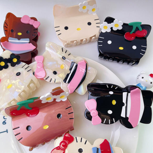 Cartoon cute Hawaiian Kity cat acetate hair claw clips