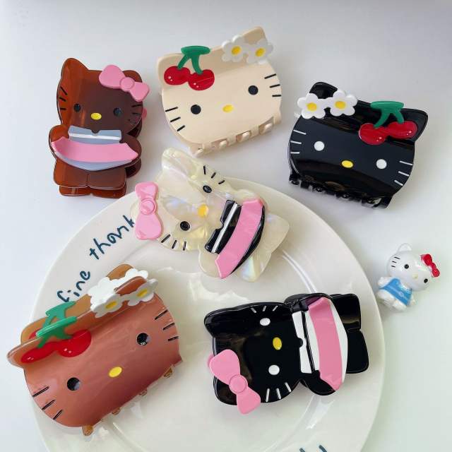 Cartoon cute Hawaiian Kity cat acetate hair claw clips