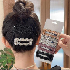 Delicate full diamond shiny geometric hollow out snap hair clips