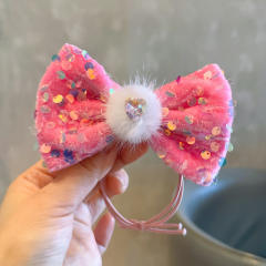 New Year Wine Red Super Flash Sequins Bow Girls' Hair ties 2pcs price