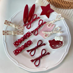 Sweet polka dots bow women french resin hair clips collection