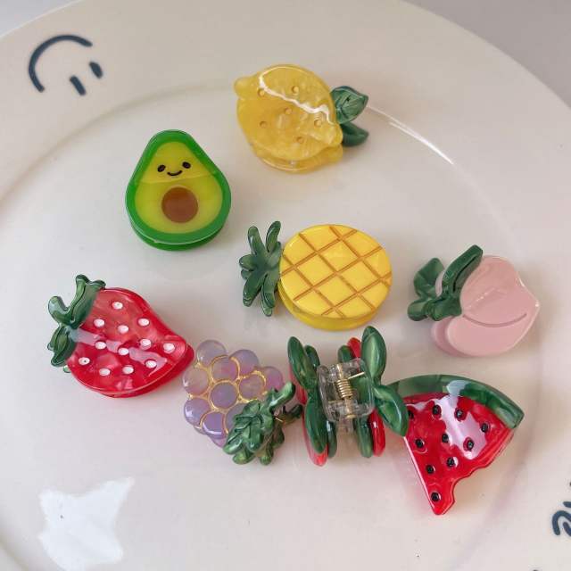 Cartoon fruit sweet cherry strawberry watermelon women mini hair claw clips collection