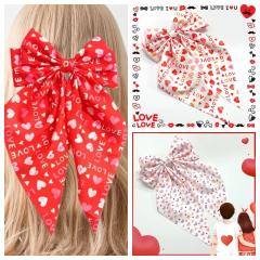 2025 new valentine's day bow ribbon french barrette hair clips