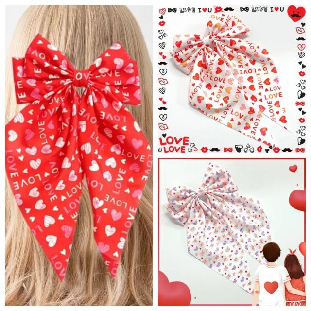 2025 new valentine's day bow ribbon french barrette hair clips