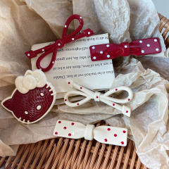 Sweet polka dots bow women french resin hair clips collection