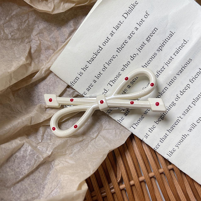 Sweet polka dots bow women french resin hair clips collection