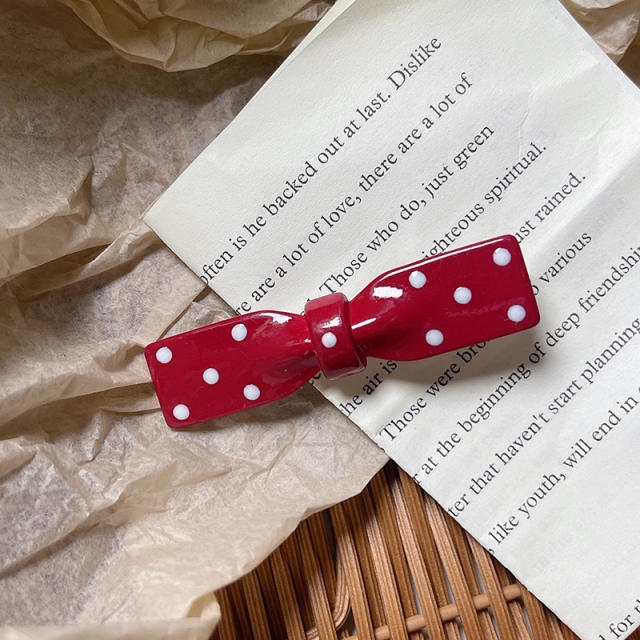 Sweet polka dots bow women french resin hair clips collection
