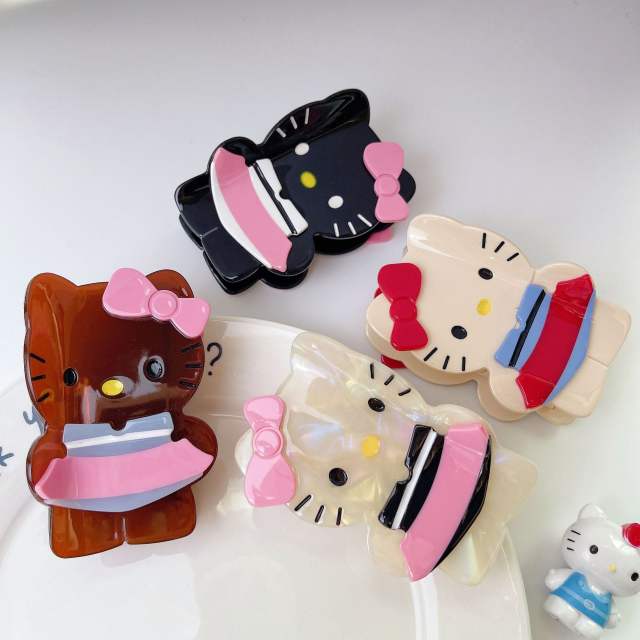 Cartoon cute Hawaiian Kity cat acetate hair claw clips