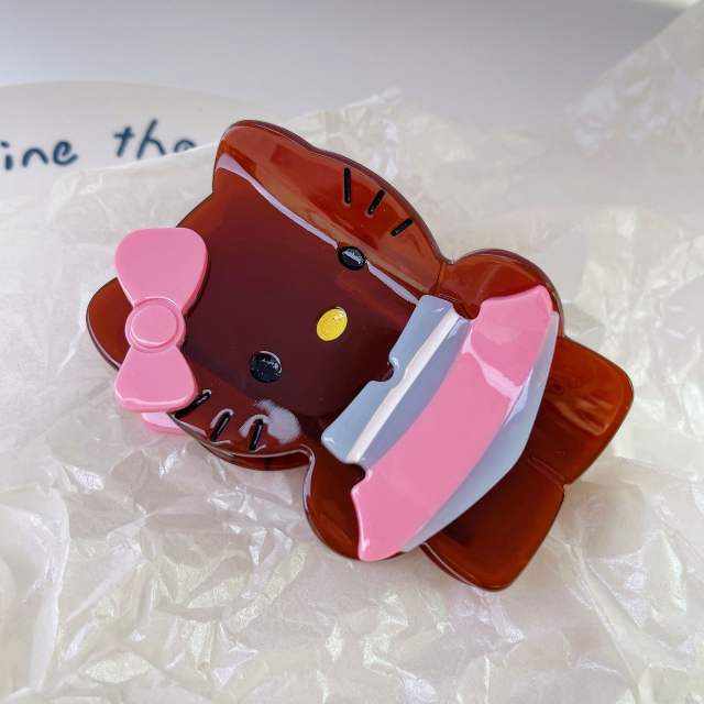 Cartoon cute Hawaiian Kity cat acetate hair claw clips