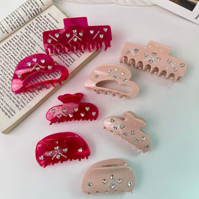 Love Rhinestone Acetic Acid hair claw clips colleciton